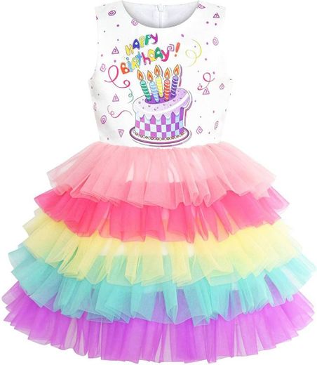 Sunny Fashion Vestido para niña Cumpleaños Princesa Volante 