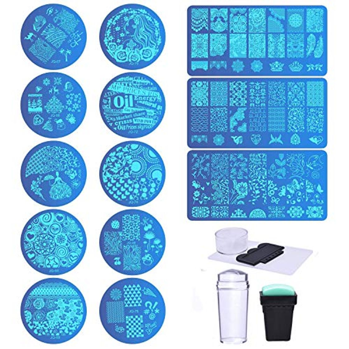 Lugares Biutee Set de Stamping Nail Art 13 Pcs Placas Estampacion Uñas +2