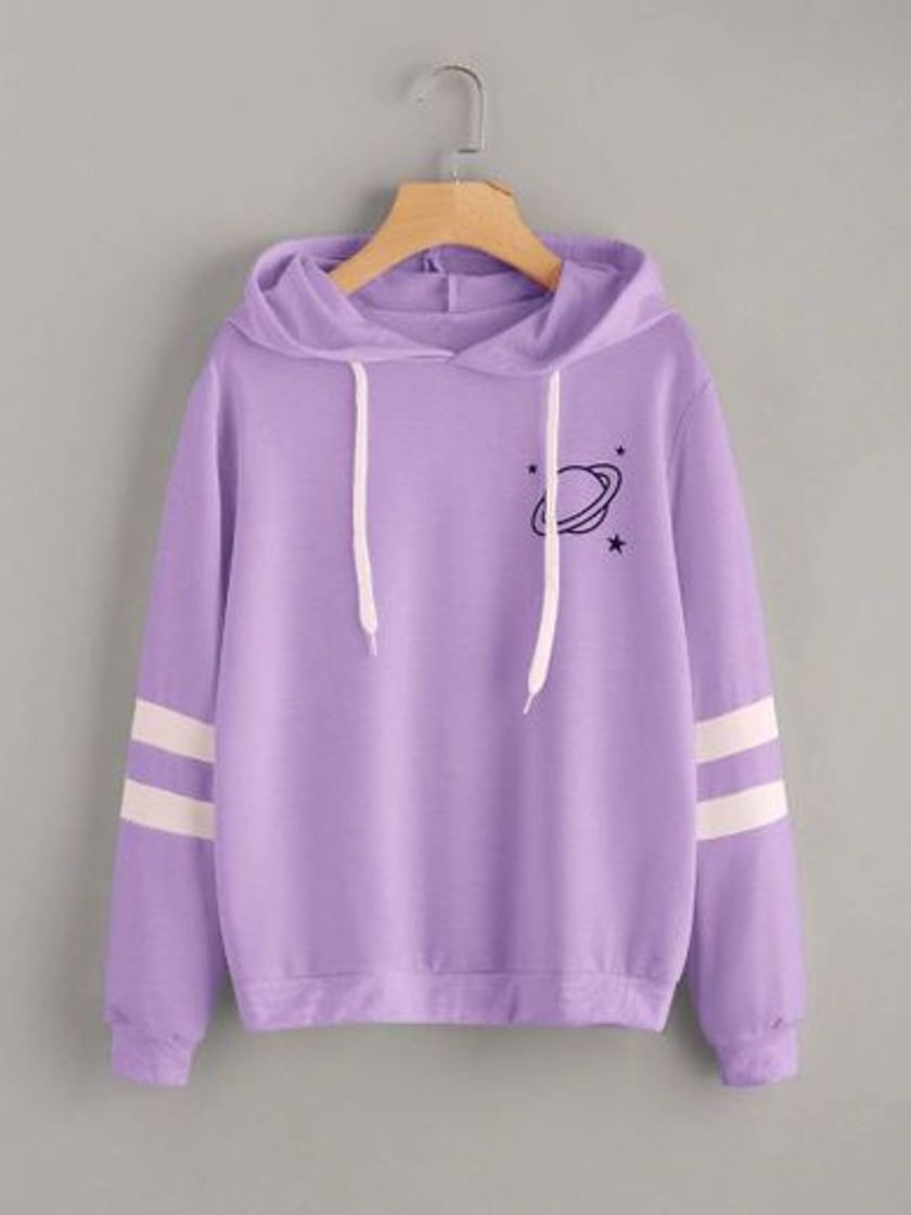 Moda Sudadera morado a rayas casual.