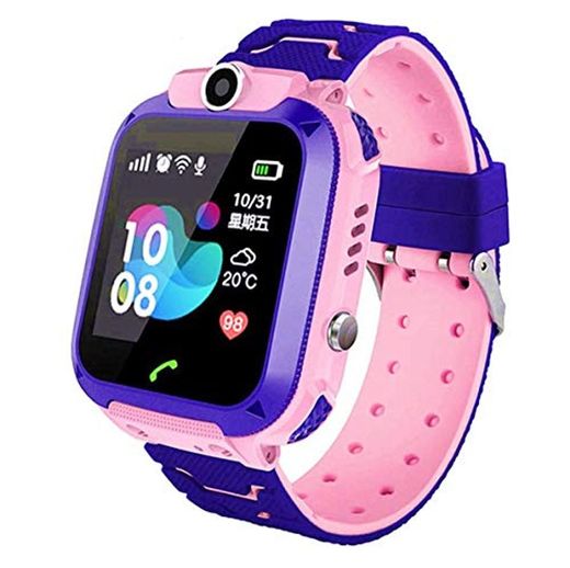 linyingdian Smartwatch Niños, Reloj Inteligente Niña IP67, LBS, Hacer Llamada, Chat de