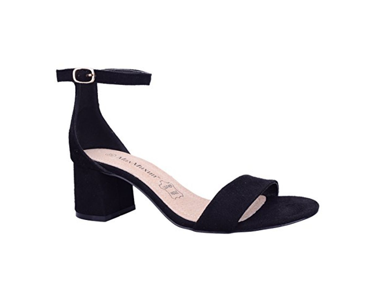 Social MaxMuxun Zapatos de Tacón Bajo Negro Europeo Moderno para Mujer Tamaño 40 EU