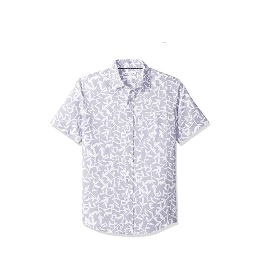 Fashion Amazon Essentials - Camisa de lino a rayas, de manga corta y