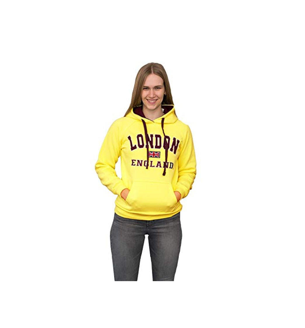 Moda Londres Inglaterra Sudaderas con capucha de la mujer sudadera con capucha Union Jack Amarillo amarillo M