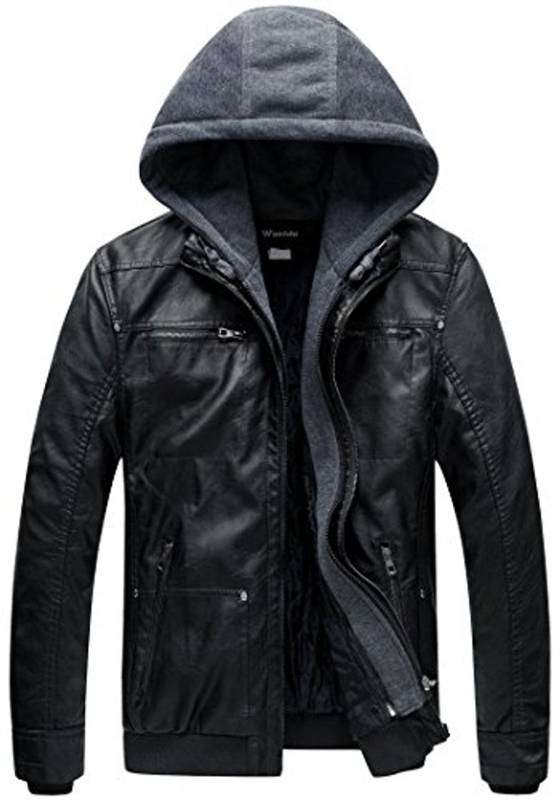 Social Wantdo Chaqueta Cuero Piel de Vestir para Hombre Negro XX