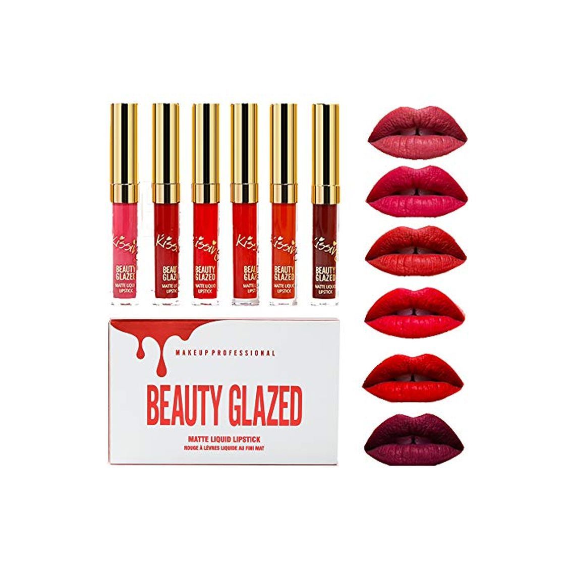 Social Beauty Glazed Lápiz labial líquido mate Set 6 colores Niebla Lápices labiales