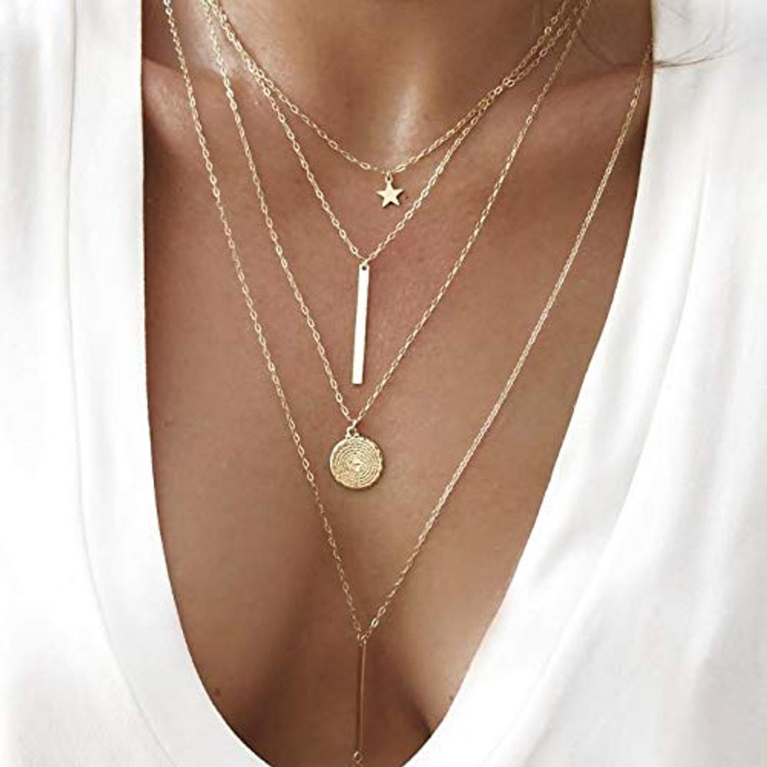 Social NO BRANDED Collar de Gargantilla de Estrella de Cadena de Color Dorado para Mujer Collana Kolye Bijoux Collares Mujer Gargantilha Collier Femme PlatinumPlated