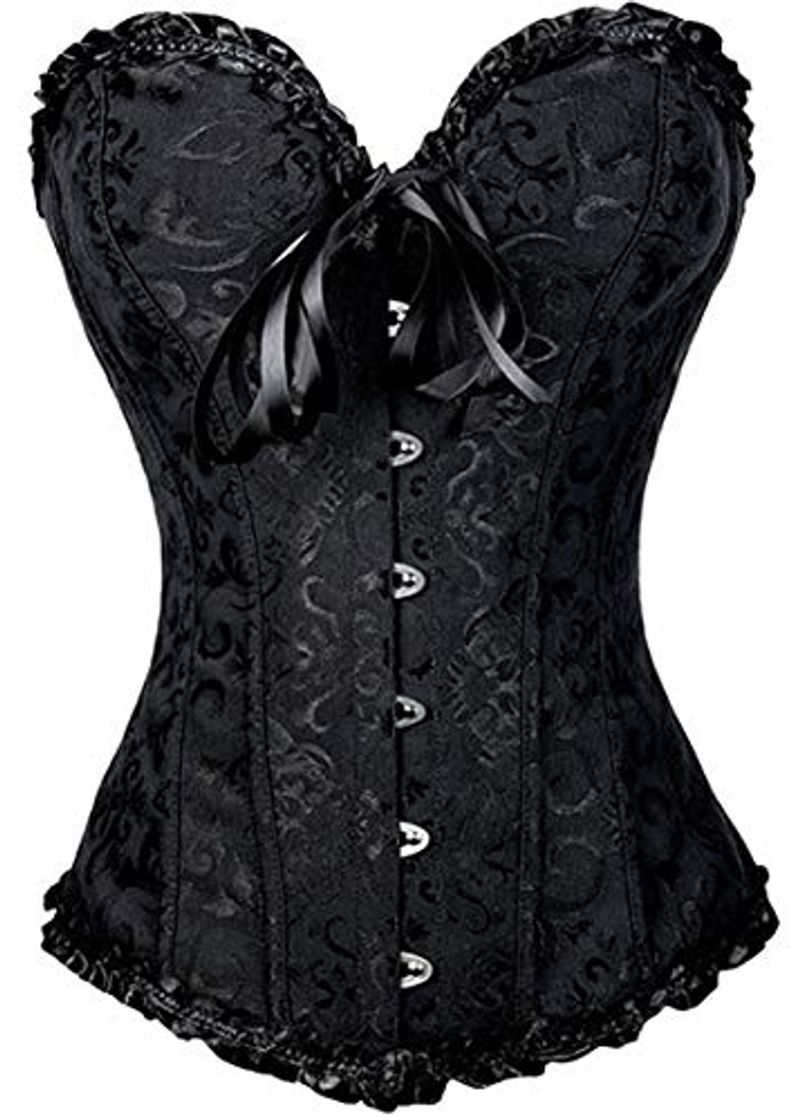 Social FeelinGirl Vintage Brocado Encaje con Cremallera y Cinta Ajustable Corsé para Mujer