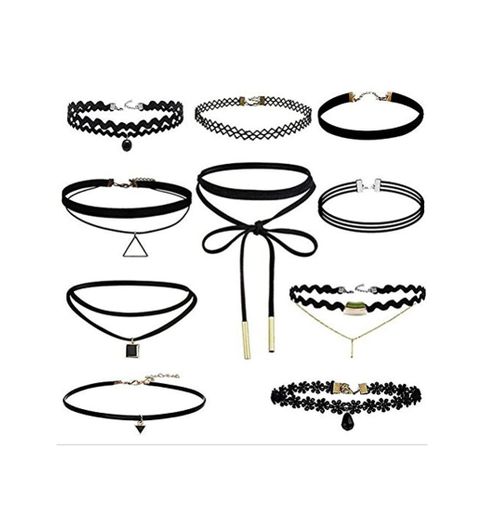 Elegant Rose 10 piezas choker collares elástico terciopelo Classic adhesivo de gótico