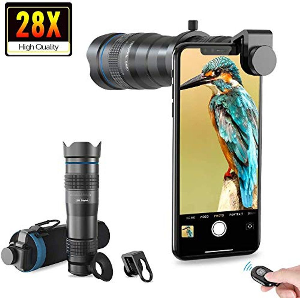 Social Apexel HD Cell Phone Lens-28X  - Teleobjetivo con obturador para iPhone