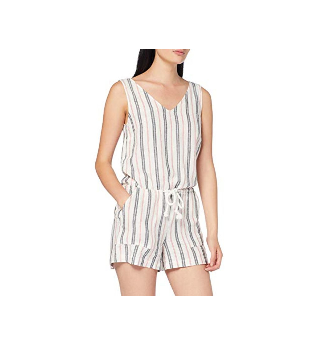 Social Marca Amazon - find. Mono Corto de Lino sin Mangas Mujer, Multicolor