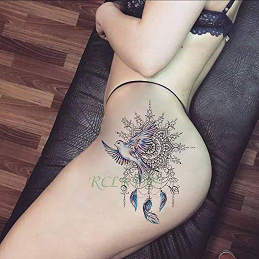 tzxdbh Impermeable Etiqueta engomada del Tatuaje Temporal Luna Sol Tatto Tatuajes Tatuajes en la Cadera Pierna Cuello para niña Mujer