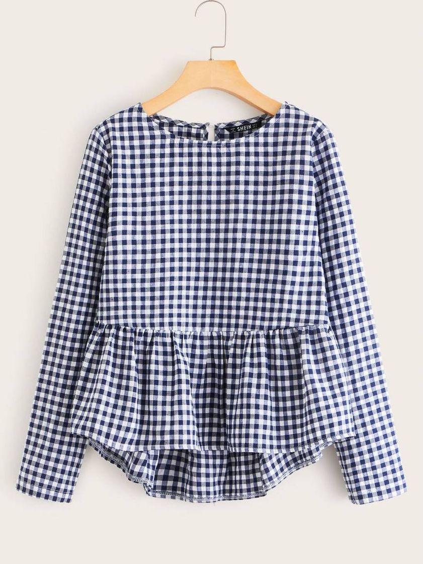 Social Top peplum a cuadros.