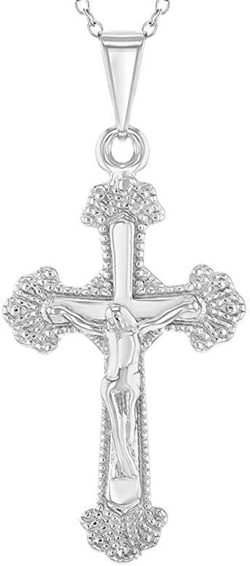 Social 925 Plata de Ley Crucifijo Colgante para Mujer y Adolescente