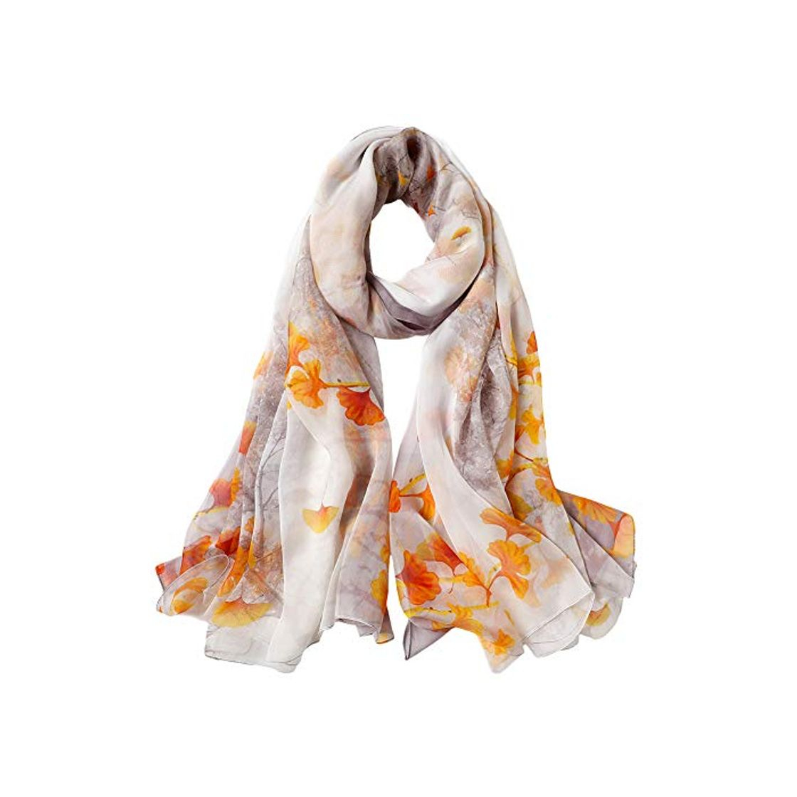 Social STORY OF SHANGHAI Bufanda de Seda Mujer 100% Seda Estampado Floral Colorido Gran Bufanda Mantón Ultraligero Transpirable Elegante 175 * 110 CM