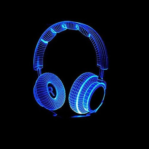 3D Dj Headphone Night Light Studio Music Monitor Headset Colorido HiFi Music Earphone Led Lámpara de mesa Boy Bedroom Decor Best Gifts