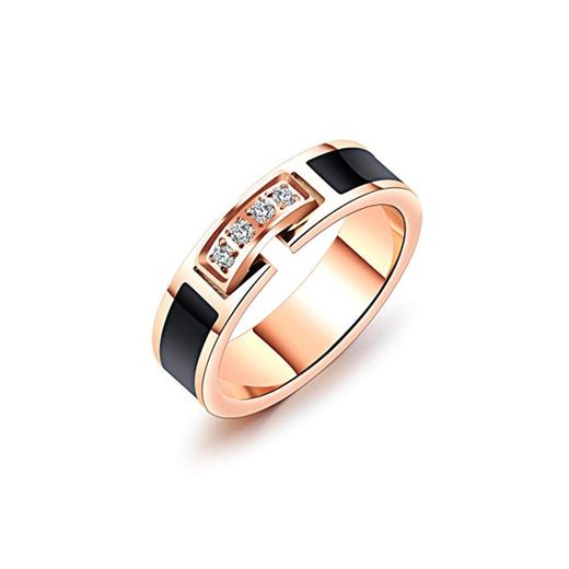 WZYMNJZ Moda Contratado Cristal Cz Anillos De Piedra para Las Mujeres Anillos Color Oro Rosa Anillos De Acero Inoxidable Mujeres Accesorios Regalos De Niña