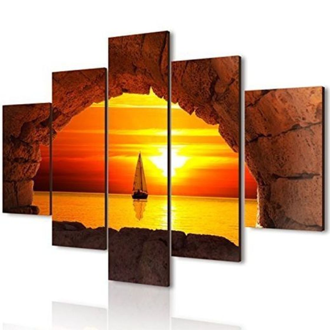 Product Lupia Quadro Moderno multipannello su Legno Vogue 66X115 Finestra Sul Tramonto