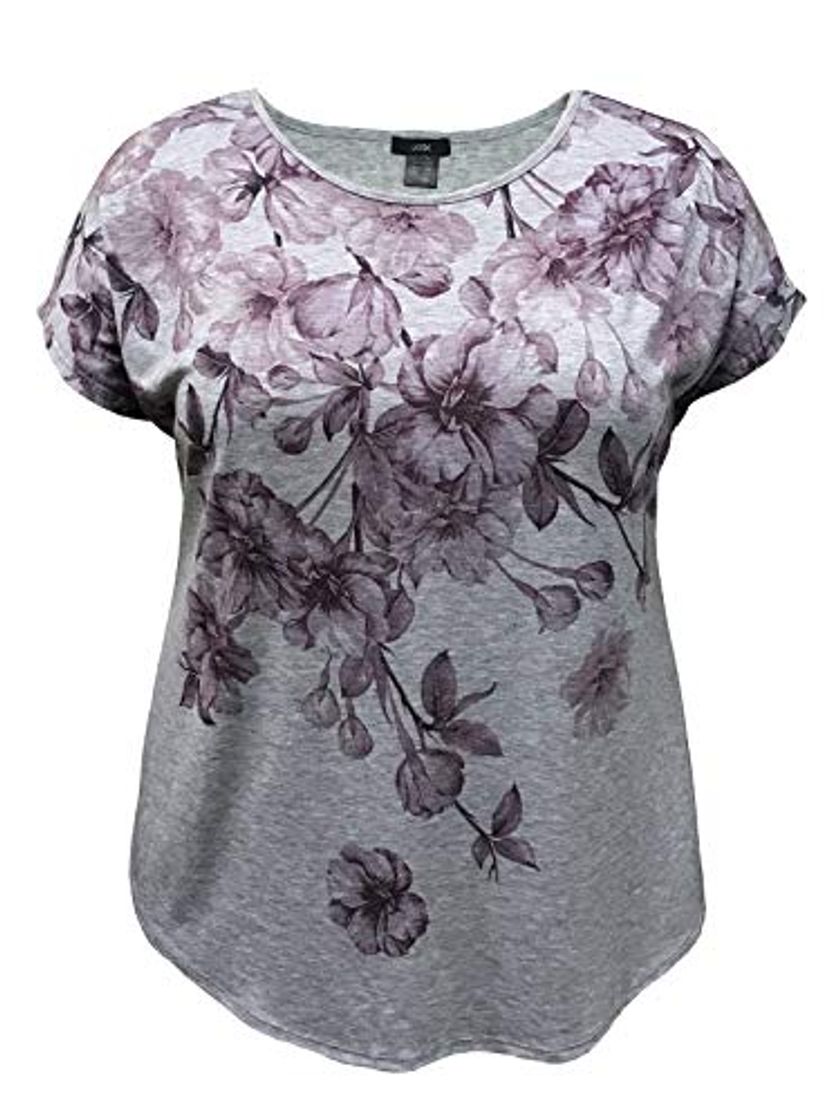 Moda LEEBE Mujer Talla Grande - Camiseta de Manga Corta Dolman Estampada