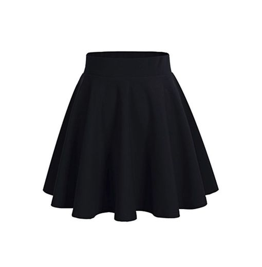 DRESSTELLS Falda Mujer Mini Corto Elástica Plisada Básica Multifuncional Black M