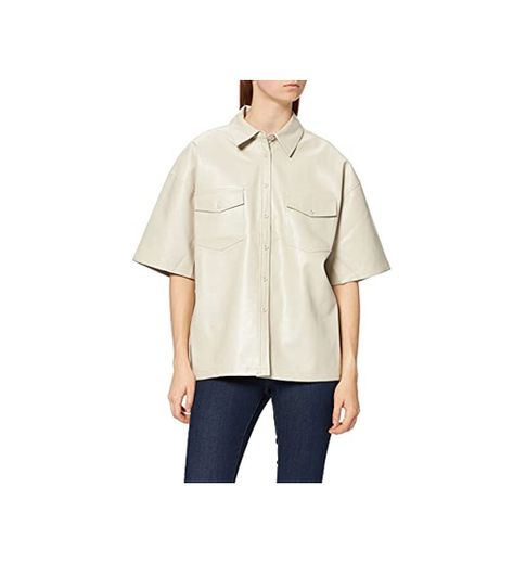 NA-KD Oversized Short Sleeve PU Shirt Camisa