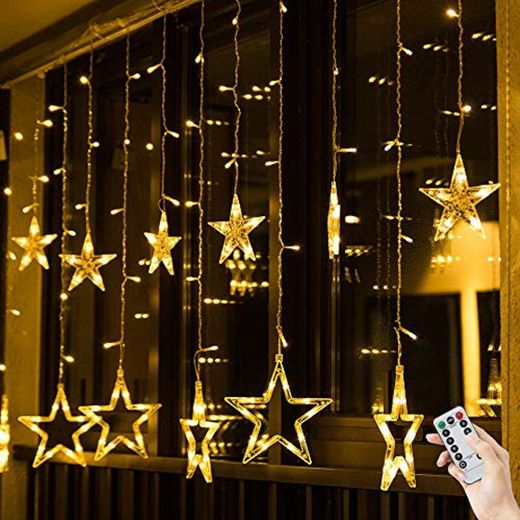 BLOOMWIN Guirnaldas Luminosas Estrellas Cortina Luces 2m x 1m 138 LED 12