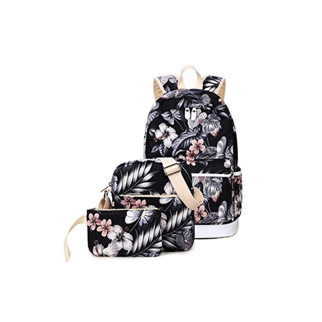 Moda Mackur Mochila Escolar de Lona con Estampado Floral