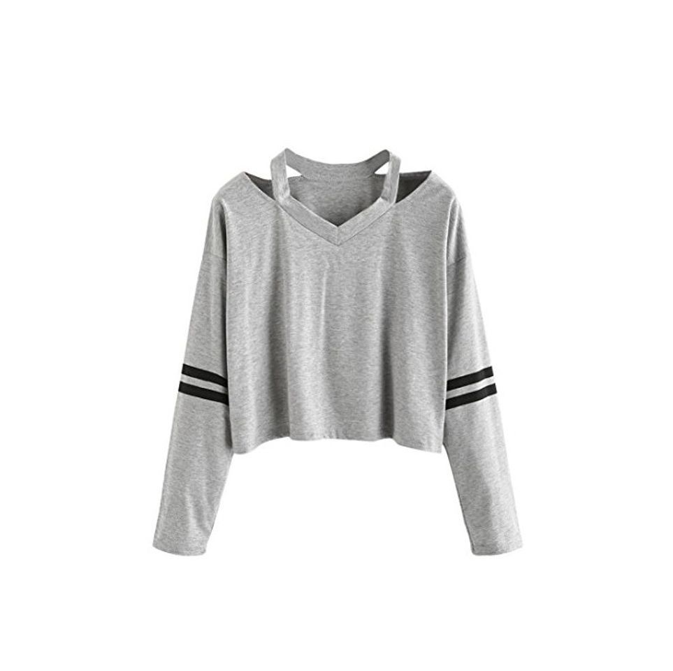 Moda Sudadera Mujer Corta,Venmo Moda Mujer Manga Larga Sudadera V Cuello Causal Tops