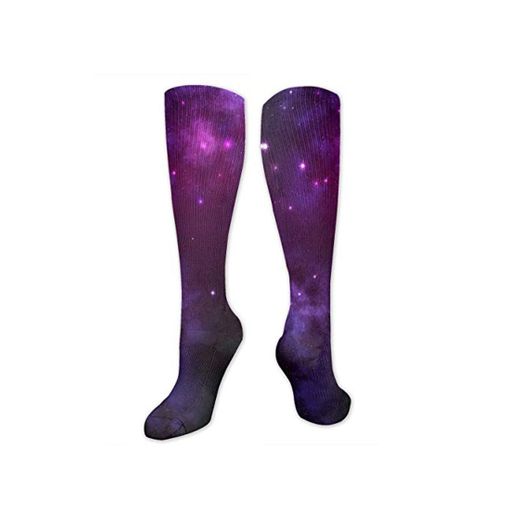EU Calcetines altos hasta la rodilla Starry Sky Purple para mujer Medias hasta la rodilla