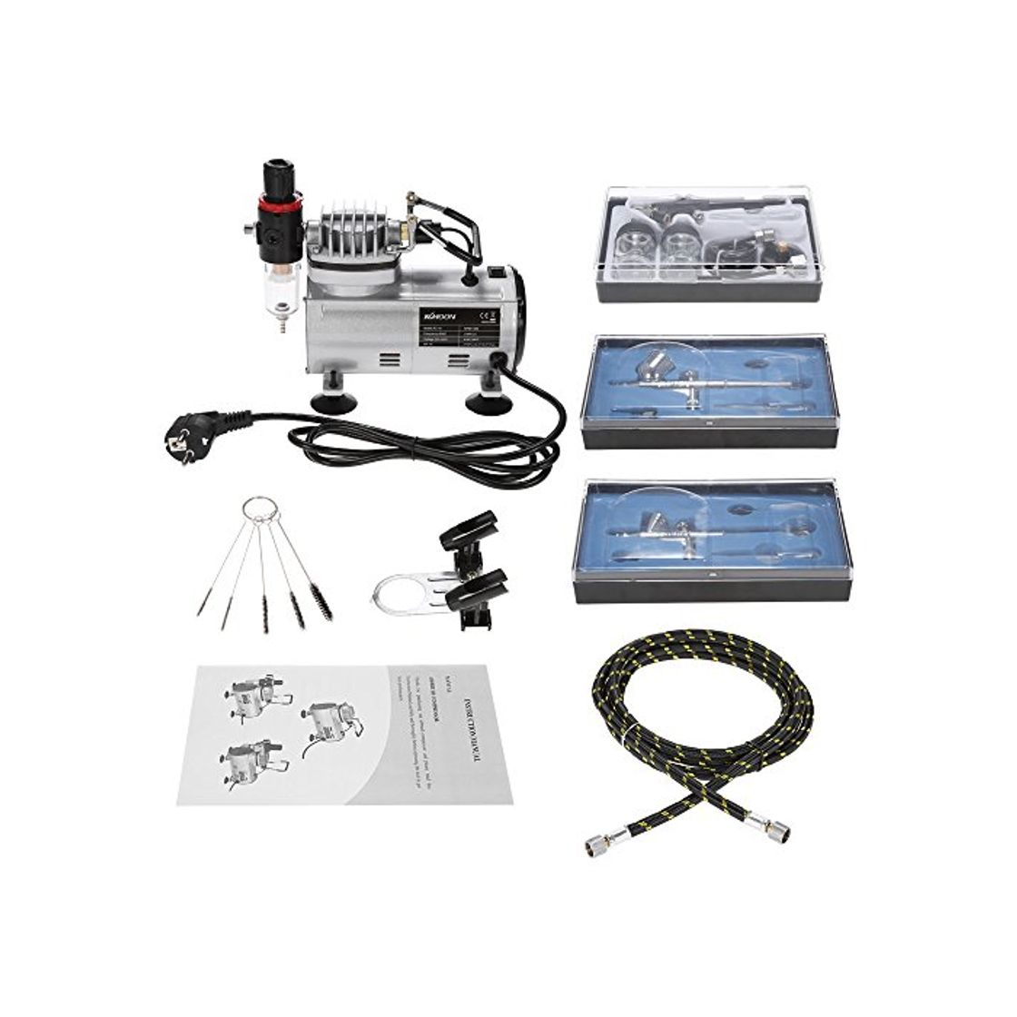 Social KKmoon 3 Kit Aerógrafo Compresor Profecional para Coloración Cerámica y Modelo/Tatuaje Temporal/Manicura,