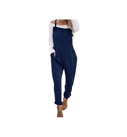 VONDA Women's Strappy Jumpsuits Overalls Casual Harem Wide Leg Dungarees Rompers B