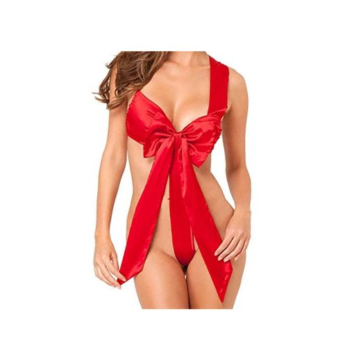 YeeHoo Mujer Lingerie Red con corbata de satén arco Temptation Uniform