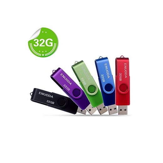 5 Piezas 32GB USB 2.0 ENUODA Pendrive Pivote Memorias Giratoria Plegable Diseño