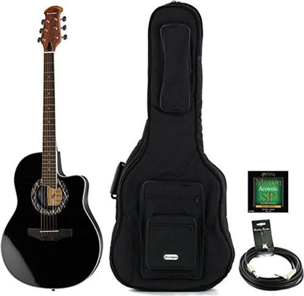 Social Guitarra Acústica oferta Bundle Color Harley HB600 BK Bundle