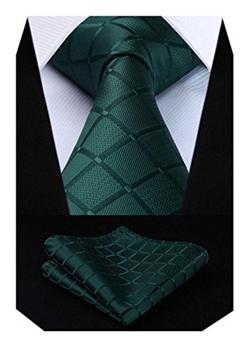 Product HISDERN Comprobar lazo de la boda Panuelo Hombres Corbata & Plaza de bolsillo Conjunto