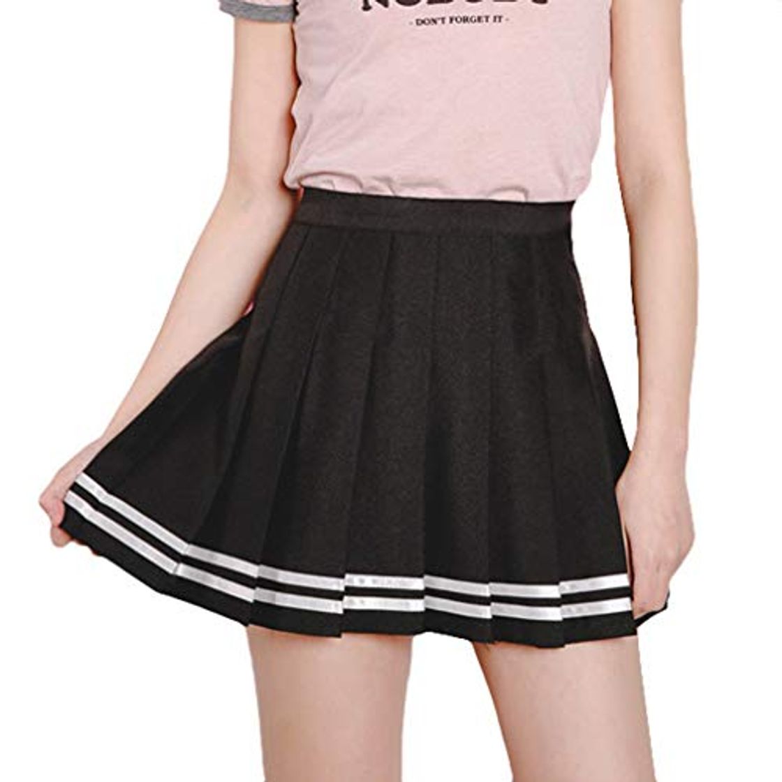 Fashion hibote Mujeres Falda A Cuadros Estilo Lolita Harajuku Kawaii Faldas A Rayas Dulces Mini Uniformes Escolares Lindos Falda Negro XL