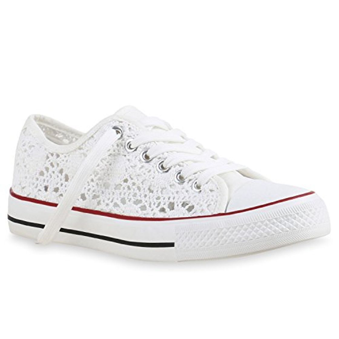Social Stiefelparadies Mujer zapas caña Baja Encaje 135342 Blanco 38 Flandell