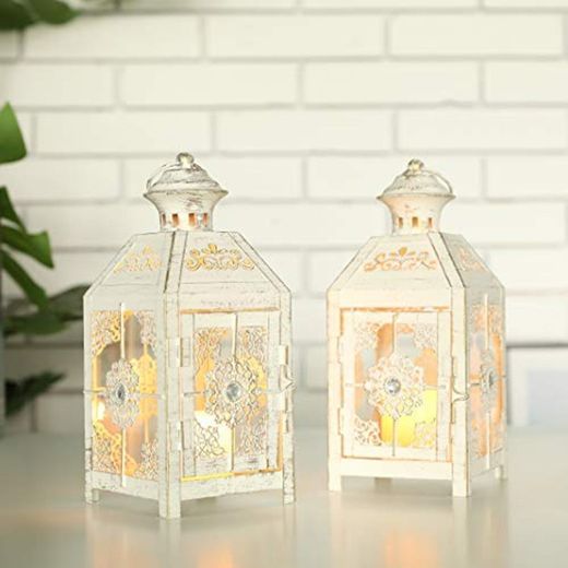 JHY DESIGN Set de 2 Tardes Decorativas Linterna Colgante de Estilo Vintage