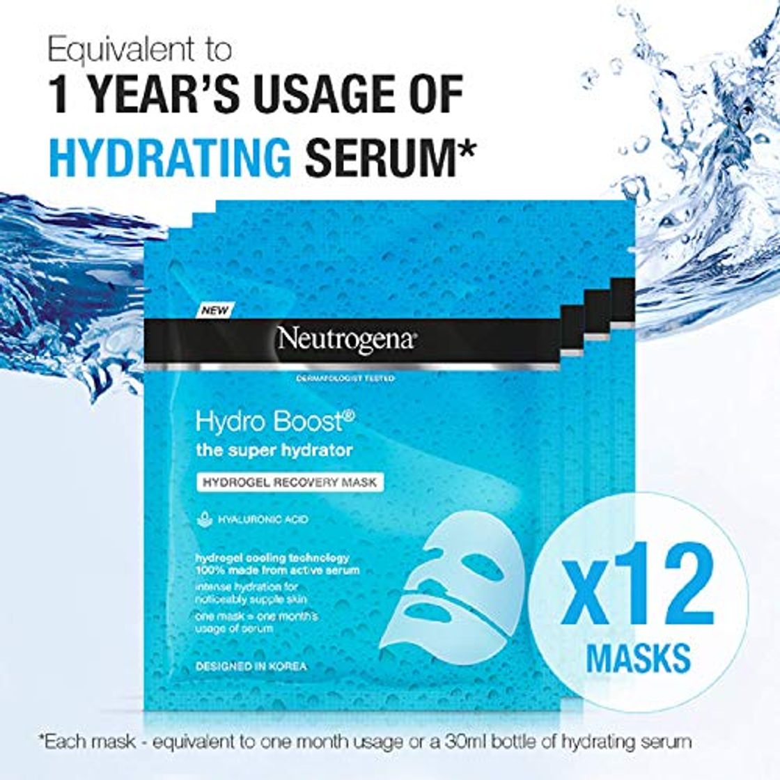 Producto Neutrogena Hydro Boost Hydrogel Máscara Recuperadora  - 12 Unidades X 30