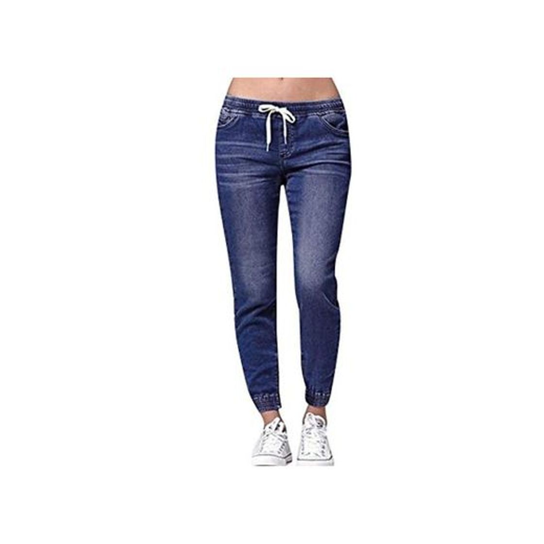 riou Pantalon Chandal Mujer Largos Tallas grandes Pantalones Vaquero con Cordón de Algodón Pantalones hasta la pantorrilla Suaves y Ligeros Pantalones de Chándal con Bolsillo