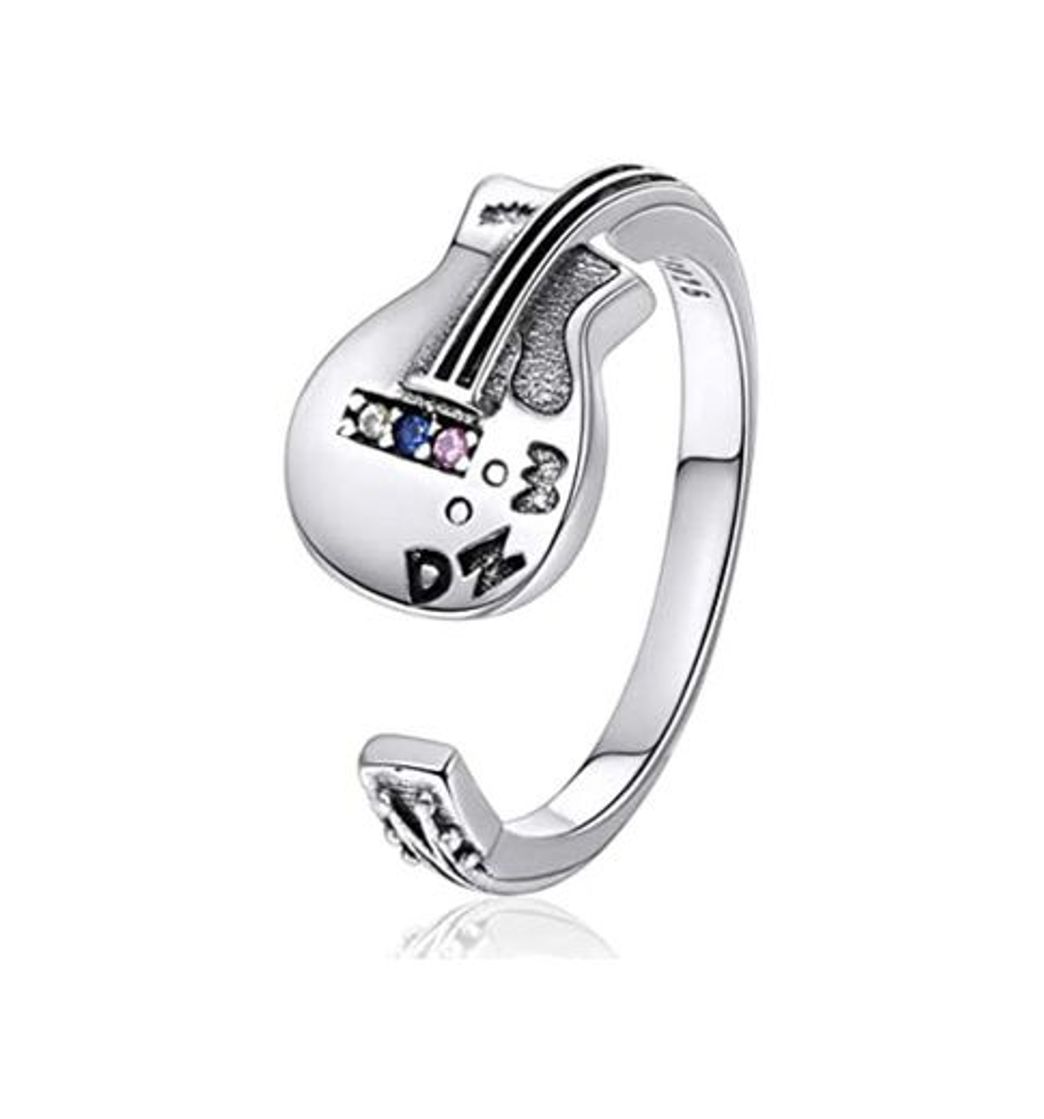 Product ChicSilver Plata de Estándar 925 Guitarra Elemento Musical Anillo Abierto Ajustable para