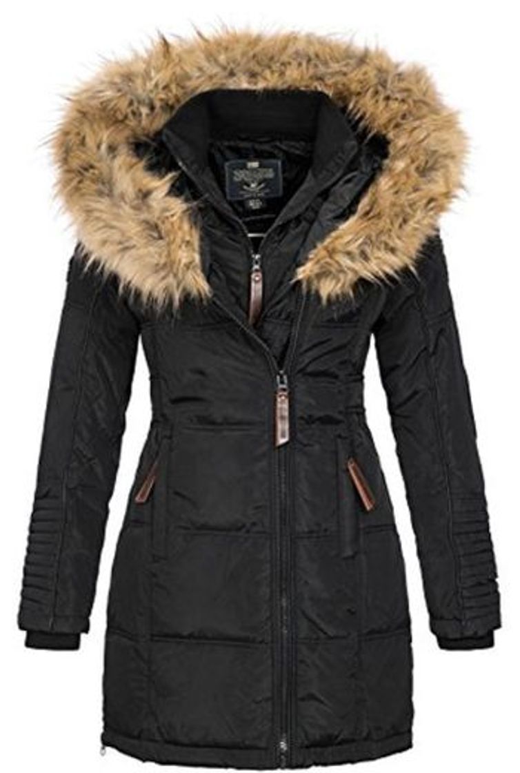 Social Geographical Norway Mujer Chaqueta de Invierno Parka Belissima Pelaje de XL Capucha