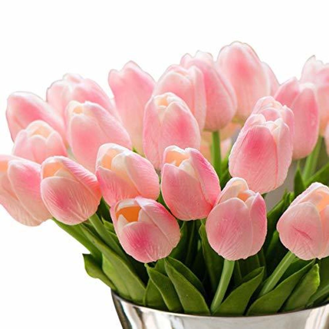 Social Tulipán Flores Artificiales 10 Piezas Ideal para decoración de casa y patio-Rosado