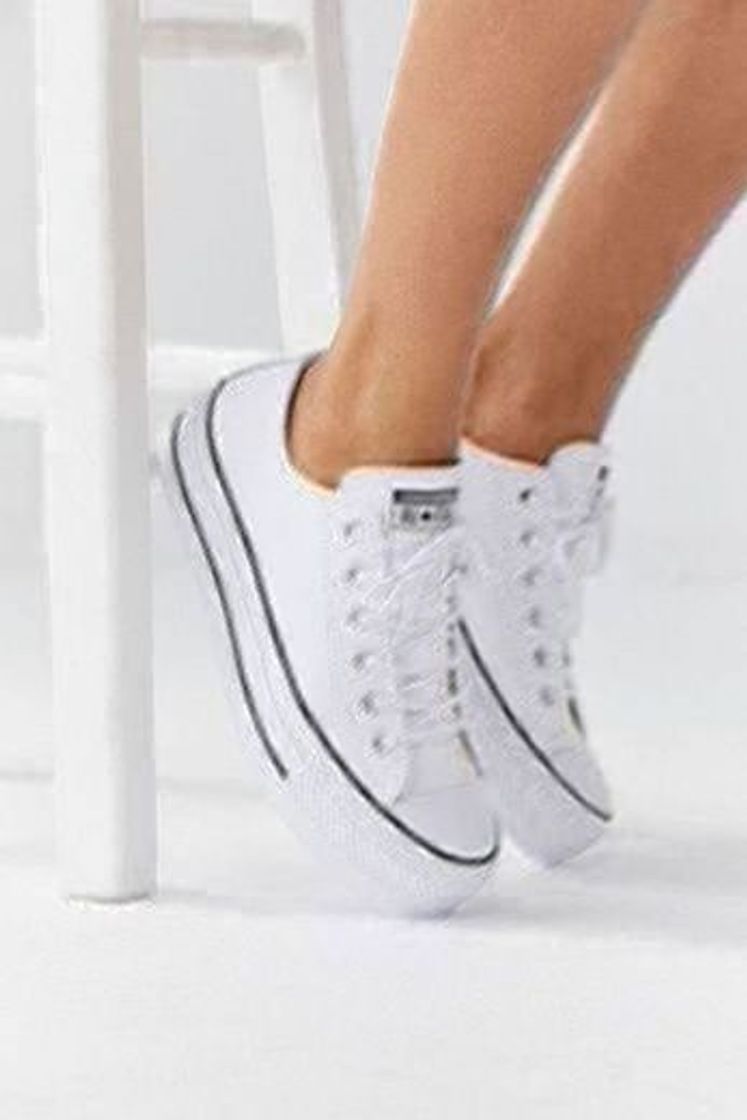 Moda Converse Chuck Taylor CTAS Lift Ox Canvas, Zapatillas para Mujer, Blanco