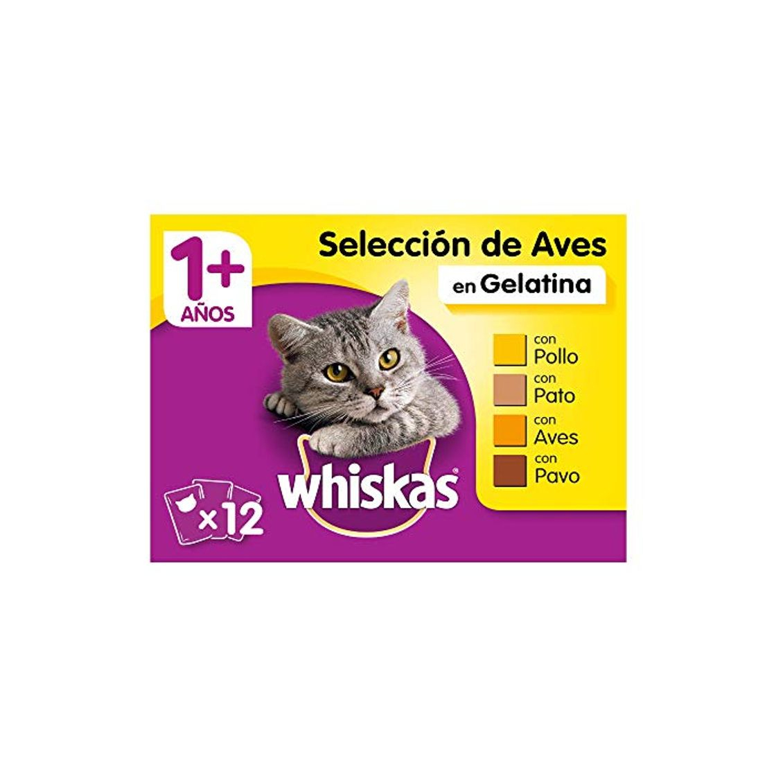 Productos Whiskas Multipack de Comida Húmeda en Gelatina para gatos adultos Selección Aves