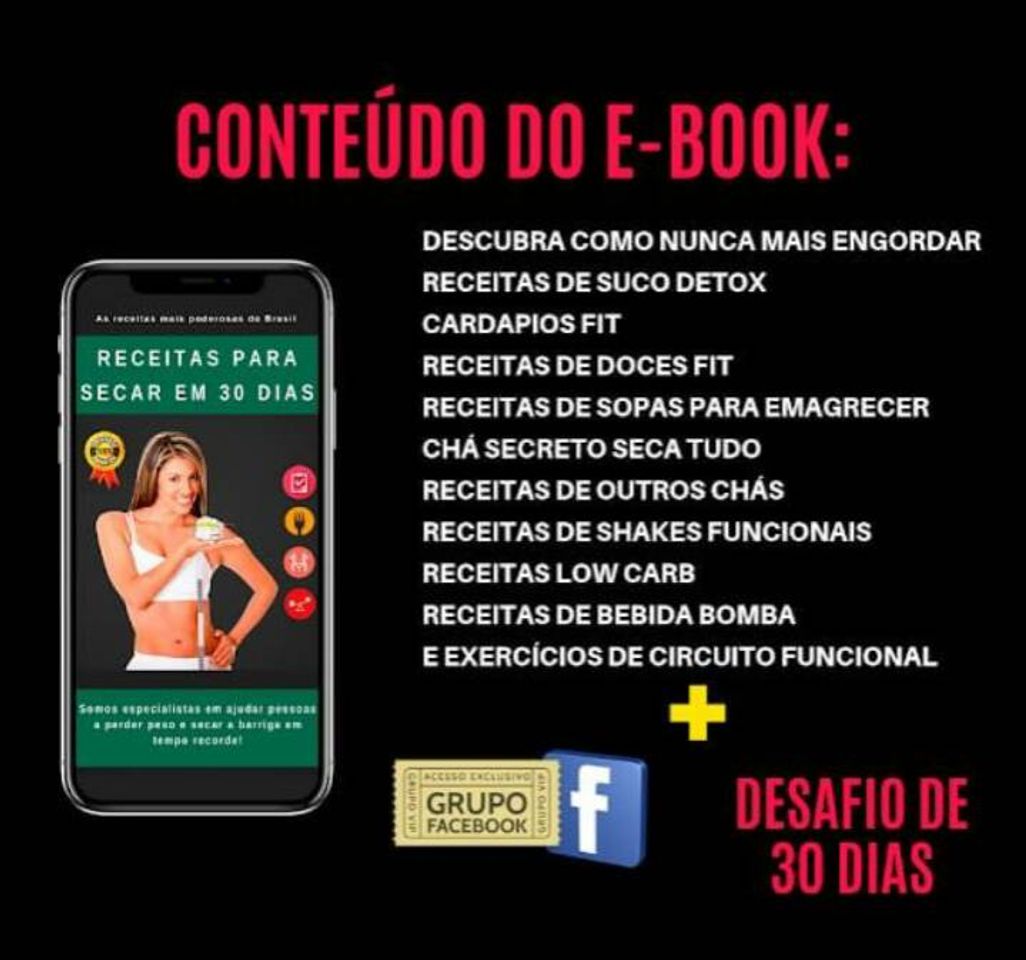 Moda E-BOOK RECEITAS PARA SECAR EM 30 DIAS