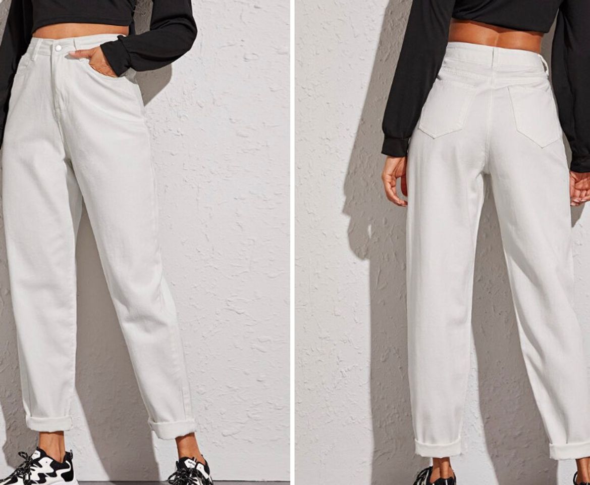 Fashion Calça mom jeans branca 