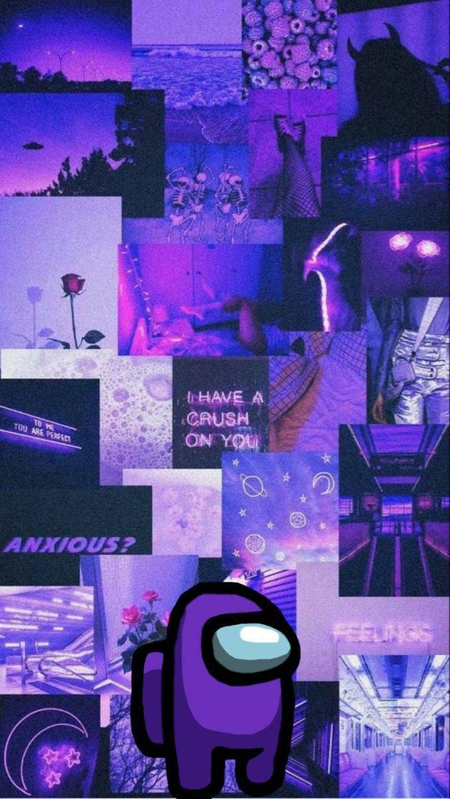 Moda Wallpaper among Us roxo aesthetic 