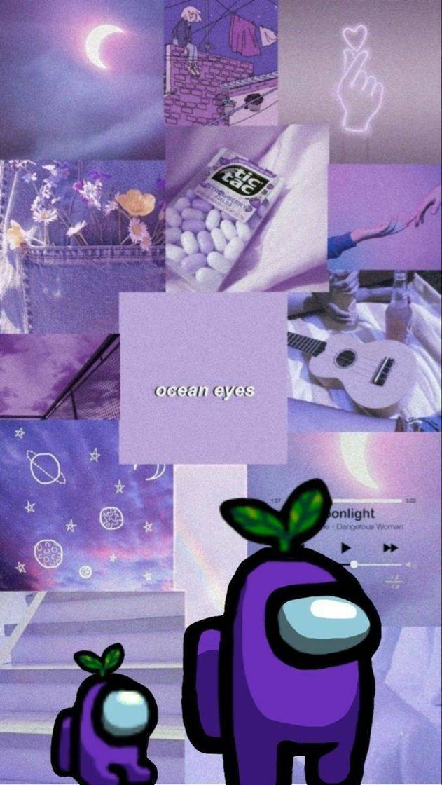 Moda Wallpaper among Us roxo aesthetic 