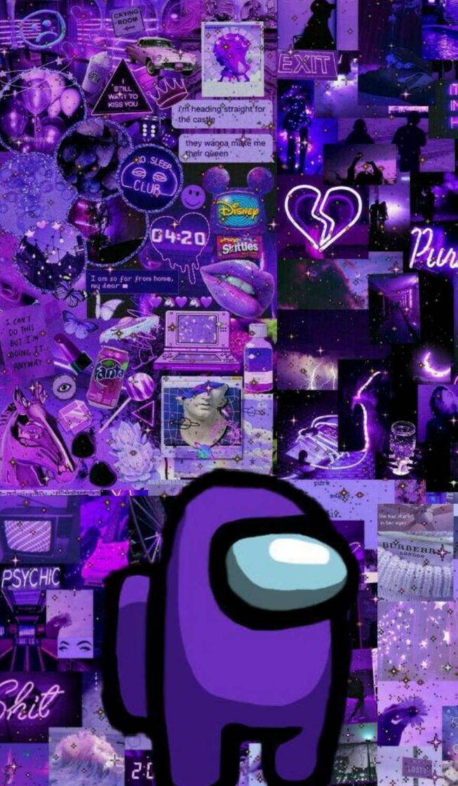 Moda Wallpaper among Us roxo aesthetic 