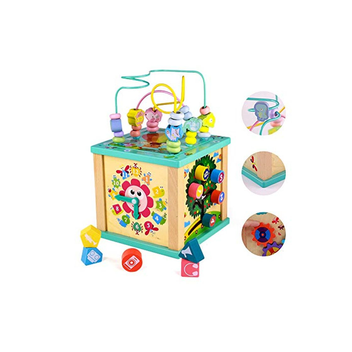 Producto yoptote Juguetes Montessori Mesa Actividade Madera Cubo de Actividades Infantil Abaco Infantil Torre de Aprendizaje Juegos Educativos de Ciencias Bebés Niños 3 4 5 Niñas